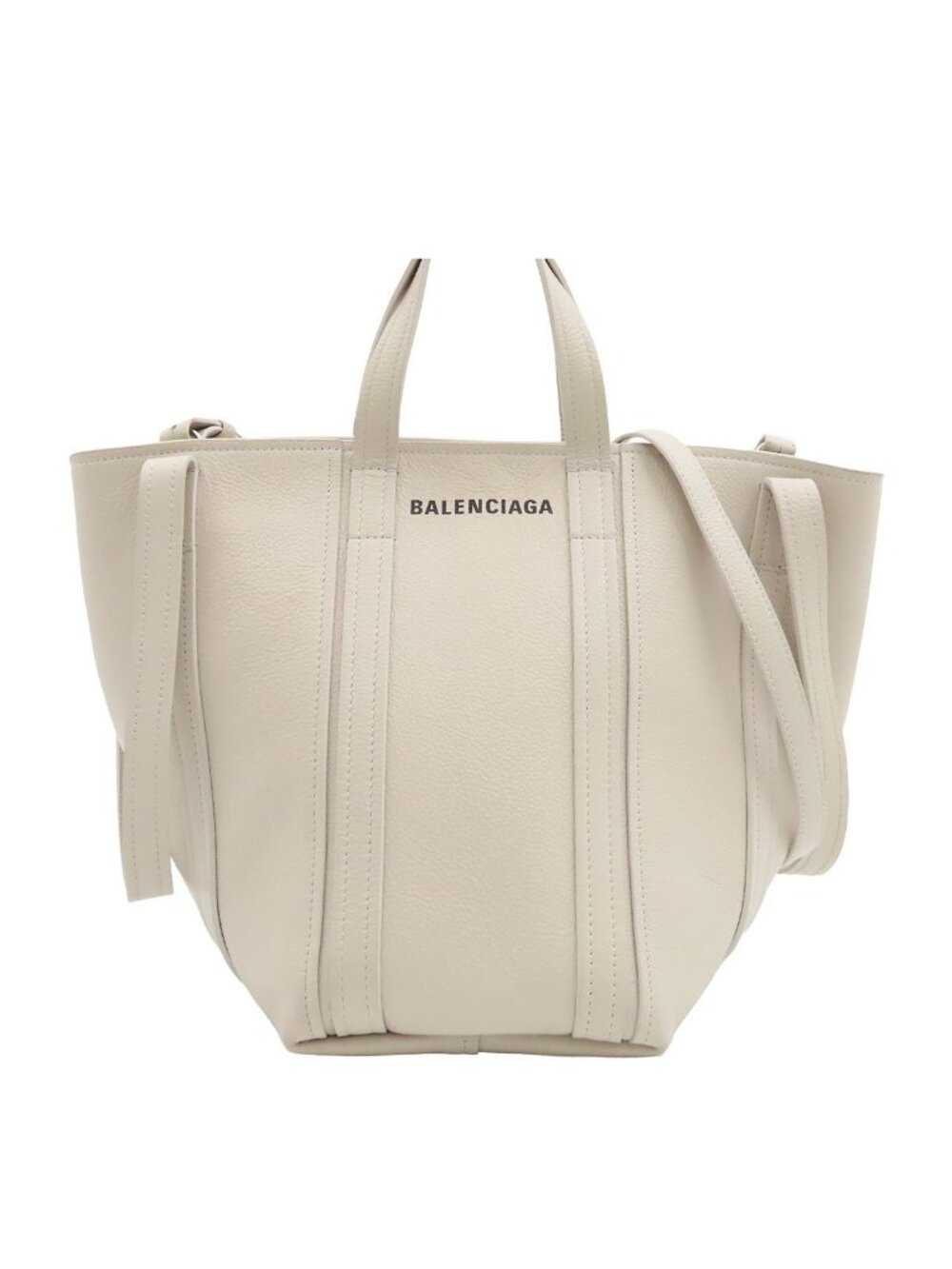 Balenciaga Everyday Small North South Shoulder Bag White Gray Leather